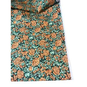 Pinnacle Fabrics Peacock Garden Fabric 1 Yd Orange Green Floral 100% Cotton 44"